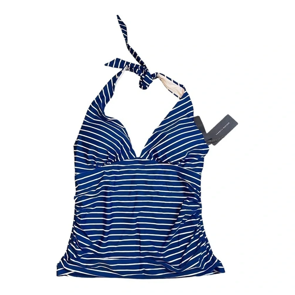Tommy Hilfiger Ruched Tankini Swimsuit Top - Sail Away Stripe NWT